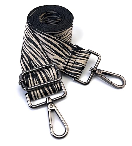 Image of Purse Strap Replacement for Crossbody Bags & Handbags | Premium Webbing with Gunmetal Black Hardware Clip-On Installation Adjustable Length Comfortable Wide Guitar Style Strap