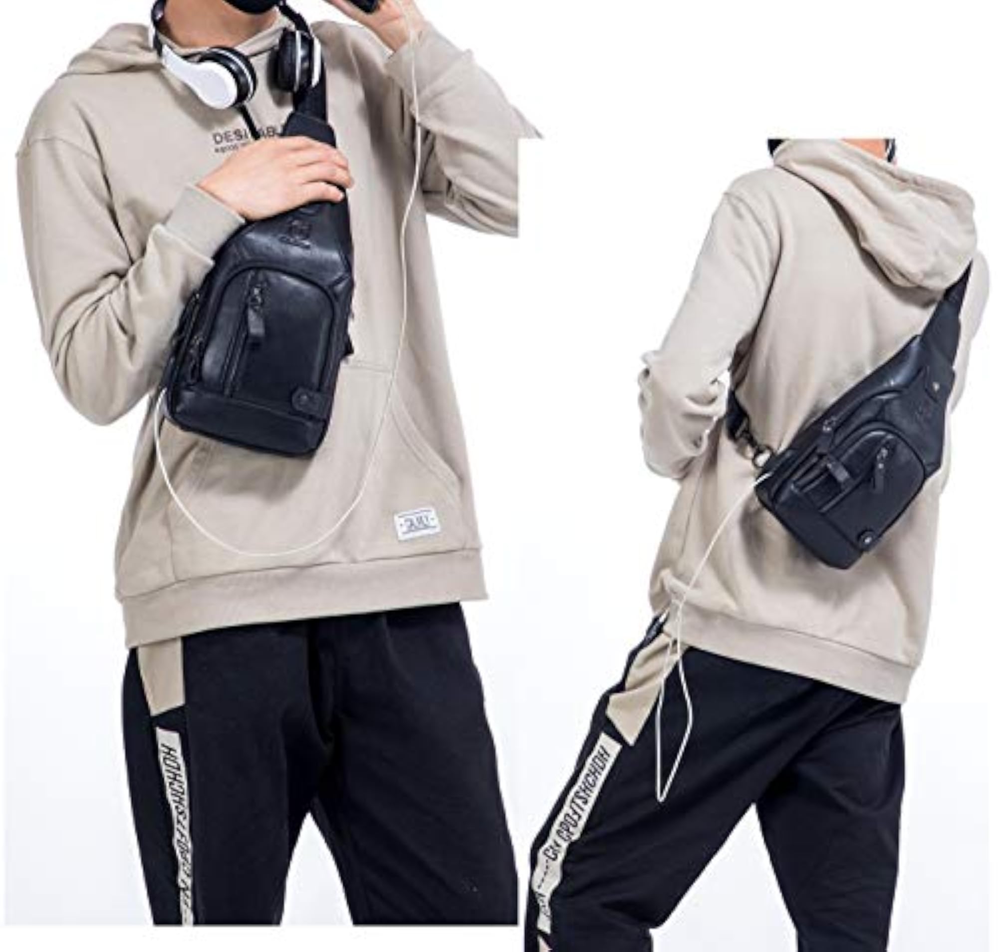 Men's Genuine Leather Sling Crossbody Bag