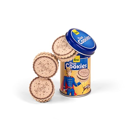Erzi 14347 Duo Cookies de madera en lata, artículo de tienda para niños, juego de rol.
