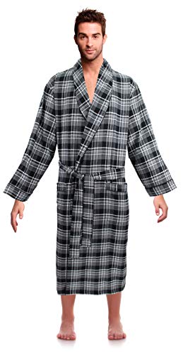 Casual Trends Classical Sleepwear Men’s 100% Cotton Flannel Shawl Collar Robe,