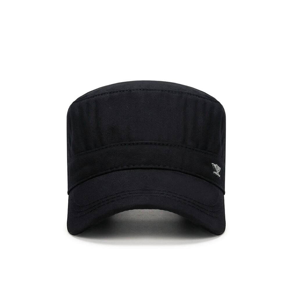 Vintage Flat Top Hat Retro Outdoor Sports Tactical Cadet Baseball Cap (Black)