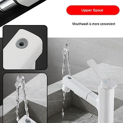 Robinet de lavabo extractible blanc avec 3 modes de jet d'eau - 5