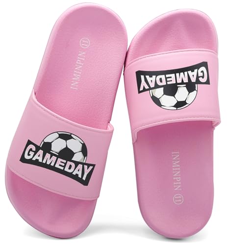 Image of INMINPIN Kids Boys Girls Ball Sprots Slides Sandals Ultra Comfortable Beach Pool Shower Shoes House Slide Indoor Outdoor for Sports Fan