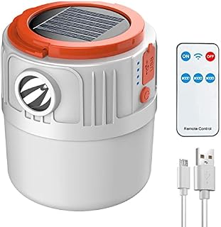 YVKVO Camping Light, LED Camping Lantern Solar & USB Rechargeable Tent Lamp, Water Resistant 6 Modes Outdoor Portable Lantern for Hiking, Camping, Fishing, Emergency, Garden, Gazebo