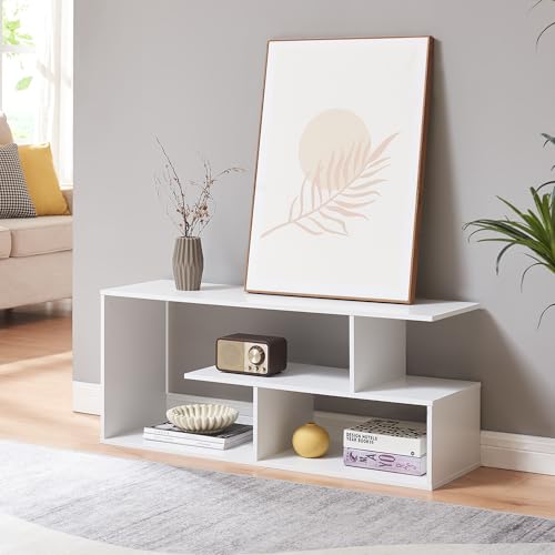 [en.casa] TV Schrank offen Anän Lowboard Fernsehtisch Wohnzimmer Fernsehregal 100 x 30 x 42 cm Sideboard Weiß