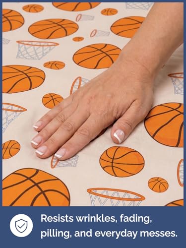 Image of Kids Twin Basketball Hoops Bed Sheets - 3 Piece Basketball Hoops Sheet Set | Basketball Hoops Themed Bedding, Ultra-Soft, Cute & Cozy, Breathable & Machine Washable, Bed Set for Boys, Girls & Teens