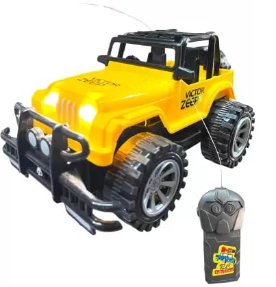 Fun Flickers Remote Controlled Jeep, Remote Control Jeep Off Road Vehicle Toy, Remote Control Monster Jeep with Head Lights, Remote Control Jeep for Kids Boys & Girls (Multi Color & Multi Design)