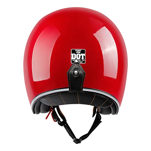 Xfmt Motorcycle 3/4 Open Face Helmets Retro Vintage Style Dot Helmet With Sun Visor For Chopper Scooter Cruiser Cafe Racer (Gloss Red,X-Large) #TOP4
