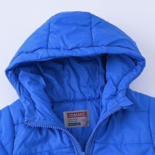 EnJoCho Boys Girls Middle Kids Hooded With Pockets Solid Color Short Cotton Jacket Ski Jacket Girls (Blue, 1-2 Years)3