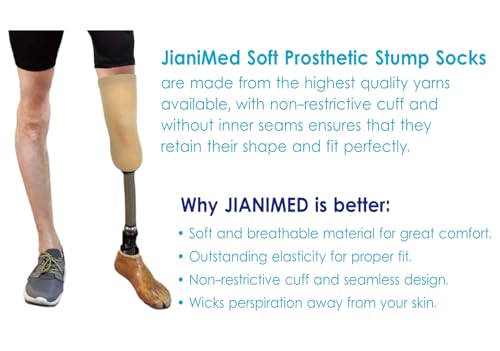 Image of Cotton Prosthetic Stump Socks - BK, 1 PLY, Light Compression, Soft, Thin, Amputee Socks, Taiwan Excellence, 4 PCS XL /2XL /3XL