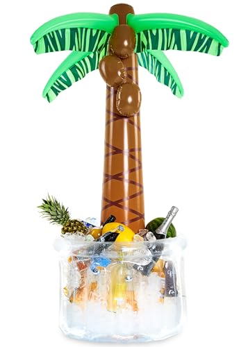 KreativeKraft Inflatable Palm Tree Drinks Cooler, Tiki Party Accessories - Beach Party Decorations