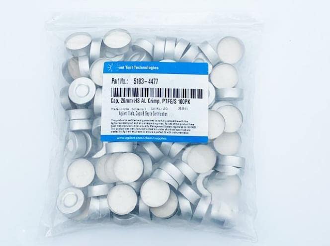 A Pack 20ml Crimp headspace Sample Bottle Cap pad Silver Aluminum Cap PTFE Silicone pad 5183-4477