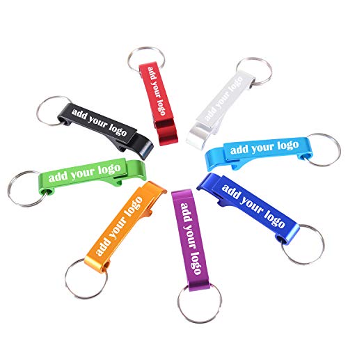 100pcs Personalized Bottle Opener Keychain Wedding Favors Brewery Hotel Restaurant Logo Engraved Customized Party Gift Aluminum Beer Bottle Openers