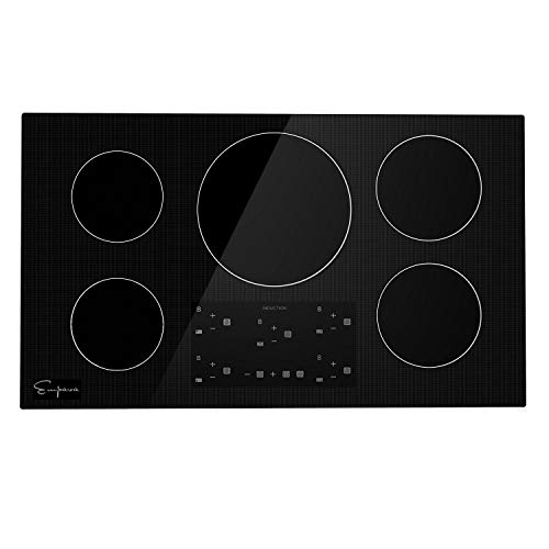 Image of Empava 36 inch Electric Stove Induction Cooktop with 5 Power Boost Burners Smooth Surface Vitro Ceramic Glass in Black 240V, 36 Inch