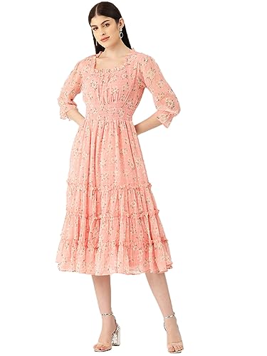 Image of Deewa Light Pink Floral Printed Short Dress