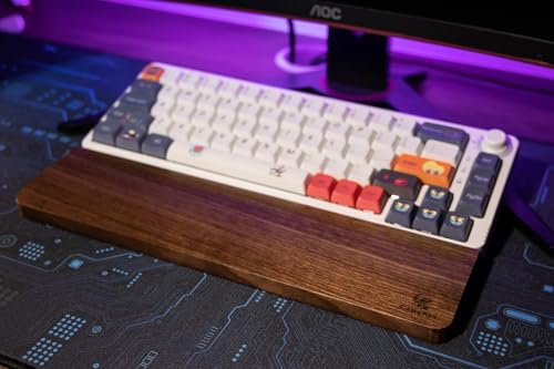 Image of GamaKay Wooden Wrist Rest Pad, 12.8 inch Compact Walnut Wood Hand Wrist Rest | Ergonomic Non-Slip Palm Pad for Comfortable Typing and Playing for 60% 75% Mechanical Keyboard (for 75%)