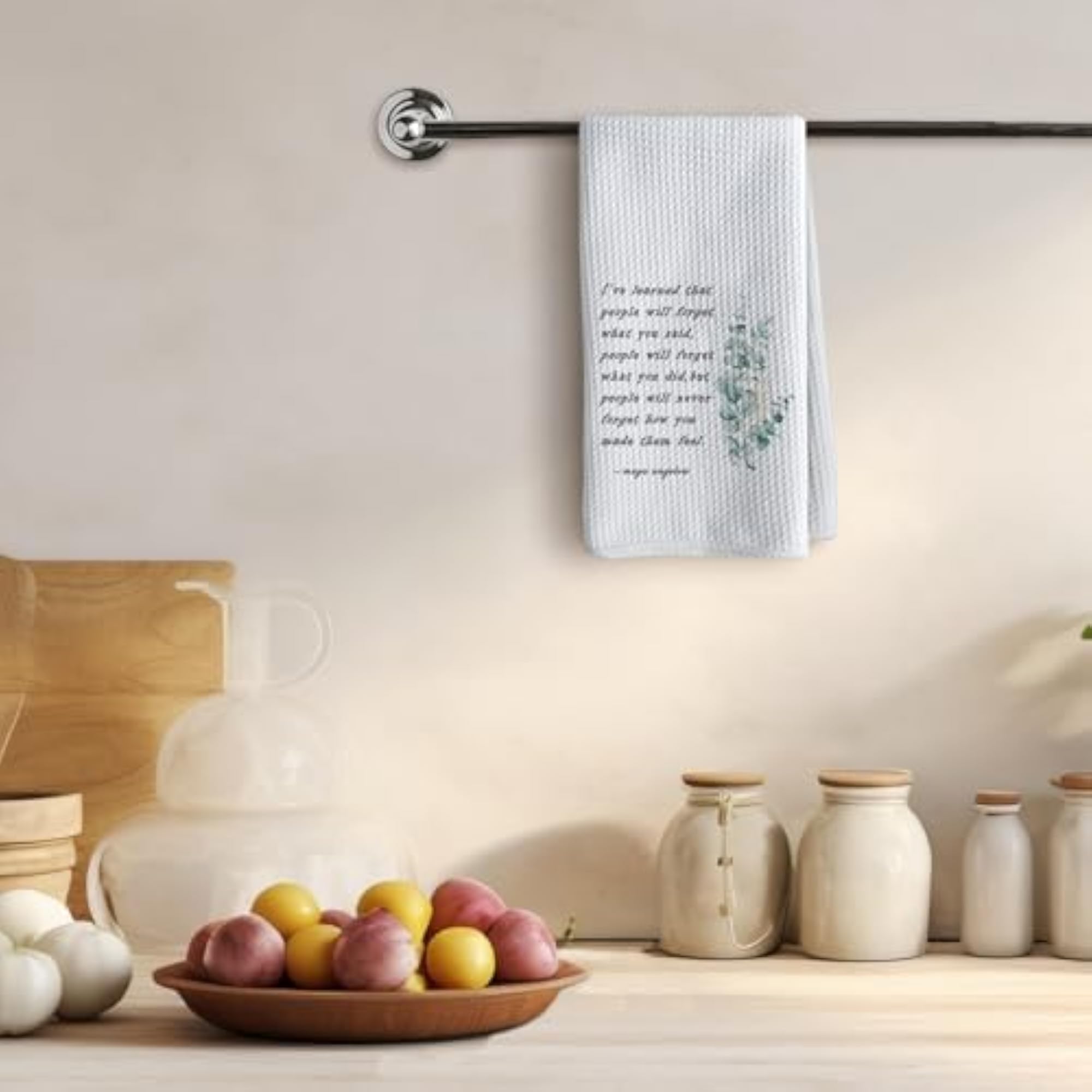 Inspirational Quotes Botanical Gold Kitchen Towels, Hostess Gift