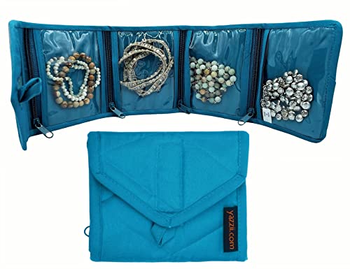 Yazzii Craft Travel Wallet - Portable & Multifunctional Craft Purse - 4 Pocket Holder for Notions, Credit Cards, Jewelry, Accessories, Medicine, & More! Aqua