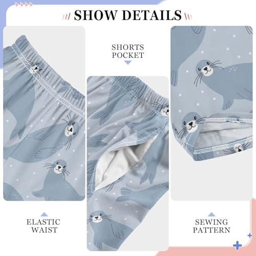 ZZXXB Seal Polka Dot Boys Long Pants Soft Trousers Elastic Waist Kids Lounge Bottoms with Pockets S-XL4