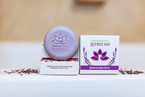 Relaxcation Lavender Soap Bar With Essential Lavender Oil And Shea Butter - Calming And Hypoallergeniс Natural Cold Process Soap - Handmade In Usa (Lavender Round Soap) #TOP7