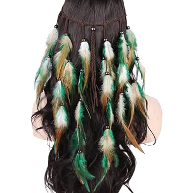 Foto di Colorato Piuma & Perline Arredamento Fascia Per Le Donne Stile Etnico Capelli Appariscenti Cerchio Boemia Matrimonio Copricapo Sposa