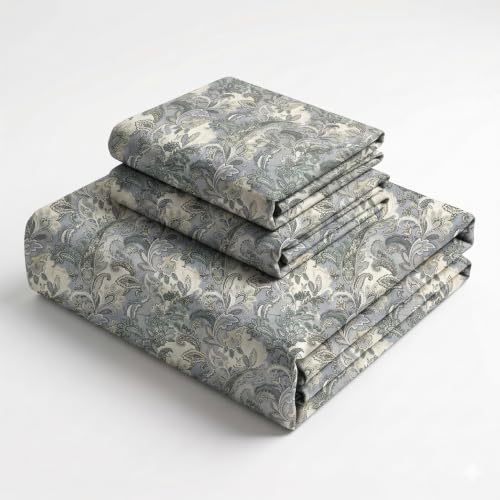 Image of BSB HOME 240 TC Cotton Double Bedsheet with 2 Pillow Covers, Soft & Breathable Bed Sheet for Double Bed, Fade & Wrinkle Resistant, Floral Print, 90 x 100 Inches (228 x 254 cm)-Mineral Gray Botanical