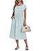 AUSELILY Damen Sommer Kleider Kurzarm Midikleider Lockeres Langes Sommerkleider A-Linie Luftiges Shirtkleider mit Taschen