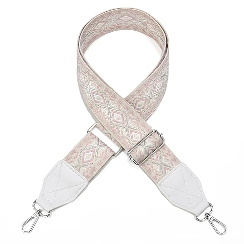 Image of LEMEDE Purse Strap,2 inch Leather End Shoulder Strap Adjustable Replacement,Retro Jacquard Multi-pattern Crossbody Bag Straps