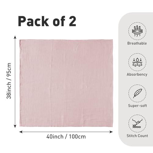 GLLQUEN BABY Baby Blankets for Newborn Soft 2 Pack, Muslin Cotton Baby Boy or Girl Blanket 95x100cm - Image 3