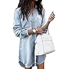 Women-Denim-Shirt-Dresses-Long-Sleeve-Distressed-Jean-Dress-Button-Down-Casual-Tunic-Top Zilcremo Women Denim Shirt Dresses Long Sleeve Distressed Jean Dress Button Down Casual Tunic Top Lightblue L