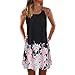 Produktbild MRULIC Party Dress Strandkleid Sommer Elegante Damen Boho Lose Vintage Ärmellos 3D Blumendruck Bohe Casual Täglichen Strand Urlaub Tank Short Mini Kleid