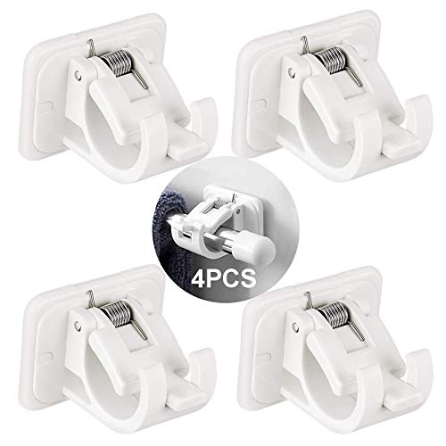 YBFBSJK Asta di Supporto Autoadesivo 4 PCS Porta Bastone per Tende Portacanna di Fissaggio Gancio per Tendaggi Staffe per Aste Regolabili Staffa Fissa per Uso Domestico del Bagno Dell Hotel Bianca