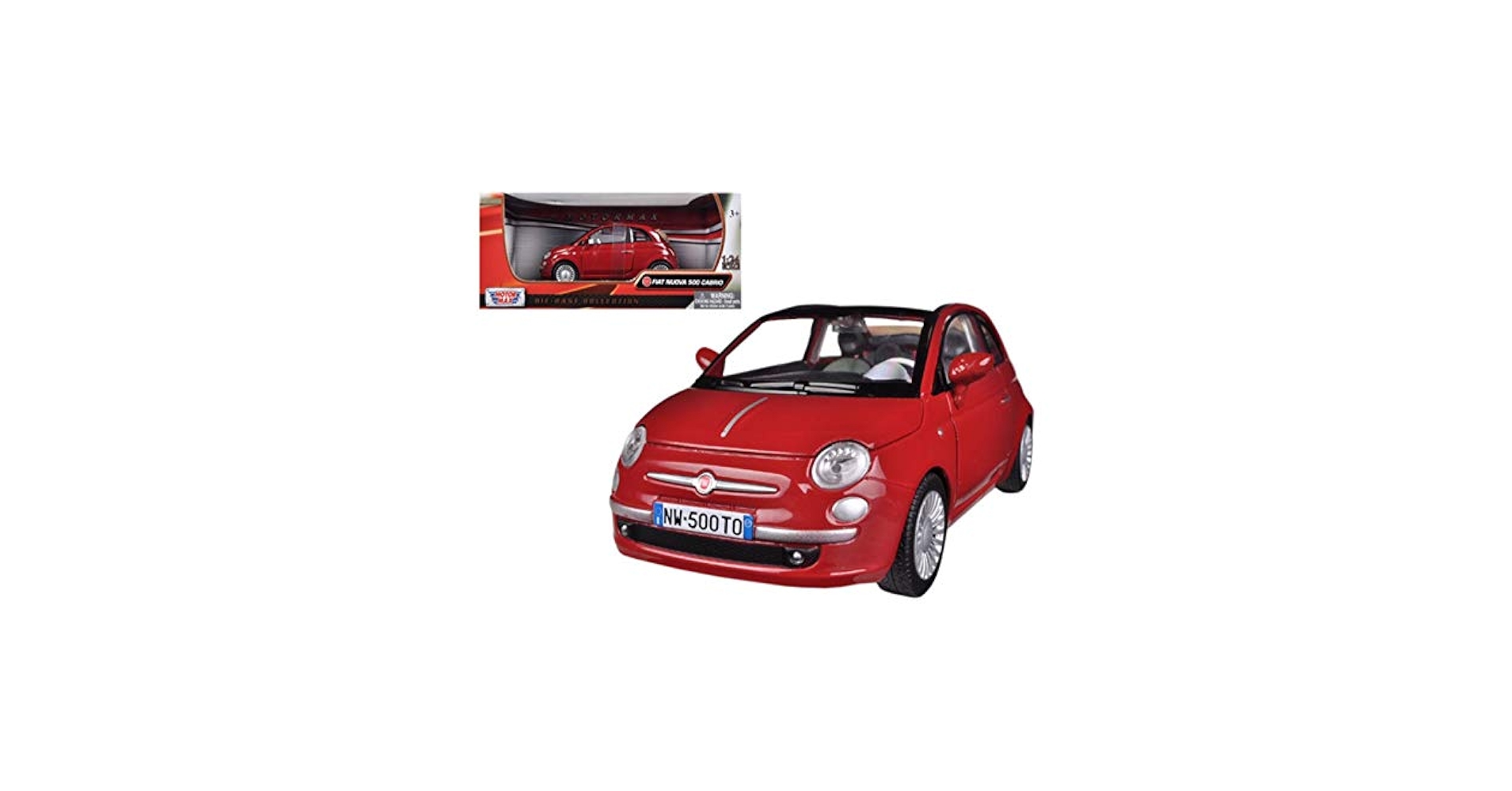 Amazon.com: Fiat 500 Nuova Cabrio Red 1/24 by Motormax 73374