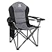 Coastrail Outdoor Camping Chair Oversized Padded Folding Quad Arm Chairs with Lumbar Back Support, Cooler Bag, Cup Holder & Side Pocket, Extra Head Pocket, Supports 400 lbs (Black, Modern)