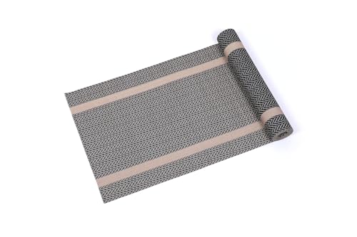 Image of Dining Table Placemats & Runner Set - Heat Resistant, Washable & Stain Resistant Woven Vinyl Mats | Table Runner & 6 Placemats Set for Stylish Dining (45x30 cm Placemats, 180x30 cm Runner)