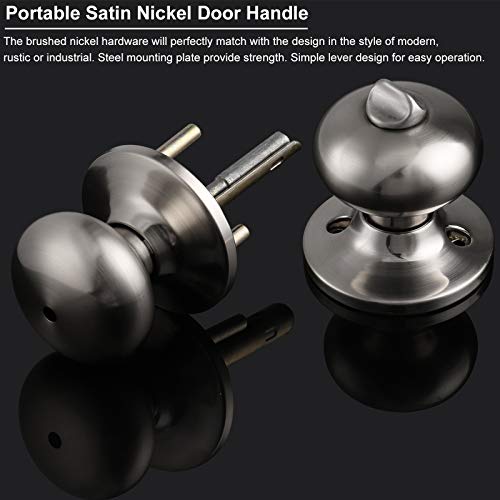 Knobonly DL5766SN-BK-XSD-SN-6PACK 6 X Privacy Door Knobset Stainless Steel Keyless Door Knobs Lock Set Handles Brushed Nickel  thumb #2