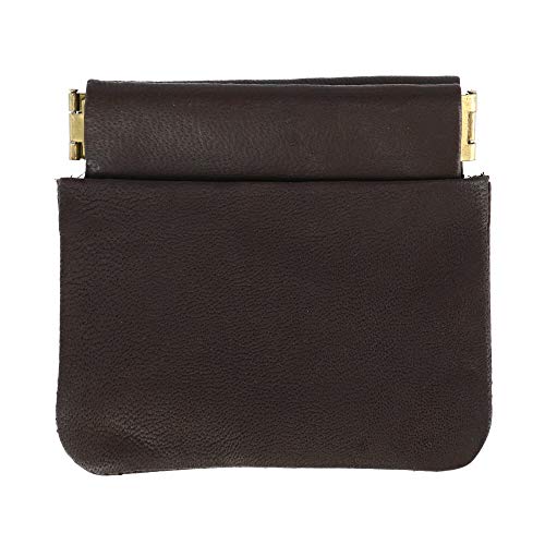 CTM Leather Push Mouth Coin Wallet with Card Slots, Brown