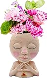 Face Flower Pot Head Planter Pot, Grmjca Succulent Planter Resin Cactus Planter with Drainage Hole,...