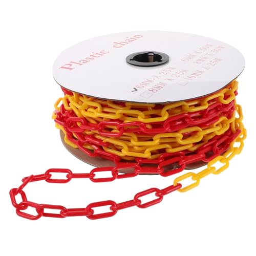 UTHCLO Cadena de Barrera de Seguridad Plástica de 6 Mm, 25 Metros, Colores Amarillo y Rojo para Control de Multitudes, División de Áreas y Señalización de Estacionamientos, Ligera