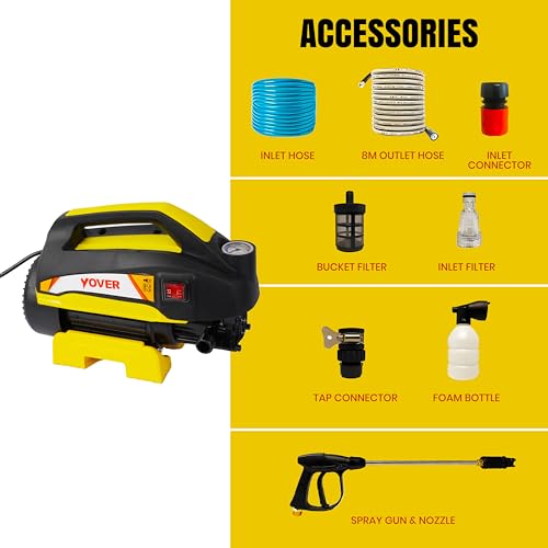 Image of IBELL YO2400 High Pressure Washer, 2400W Induction Motor, 170 Bar Car Washer High Pressure Gun, 11 L /Min Flow, 8M Hose, Portable Pressure Washer for Car, Bike, Home & Outdoor Cleaning