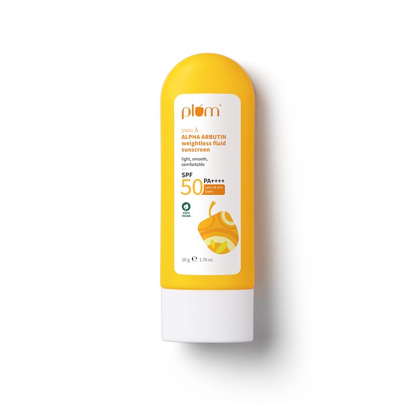 Plum Yuzu & Alpha Arbutin Weightless Fluid Sunscreen SPF 50 PA++++ - 50 gm — Flash AI Score 93/100