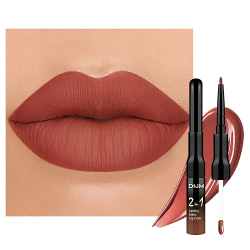 Image of evpct 1Pcs Reddish Brown Matte Lip Liner and Liquid Lipstick Stain Makeup Set for Women, Cranberry Red Long Lasting Smudge Proof Lipstick labiales matte mate larga duracion listip 24 hours originales