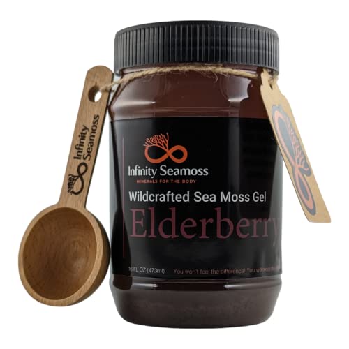 Infinity Seamoss - Sea Moss Gel + Elderberry | St. Lucia Wildcrafted Sea Moss | 100% Organic (16oz)