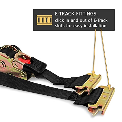 Dc Cargo Mall 2  Quick-N-Easy Retractable Ratchet Straps For E Track - 1 Inch X 6 Ft - For  Boats, Atvs, Motorcycles - Tight & Secure Etrack Tie Down In Trailers - 1,500 Lbs Break Strength #TOP4