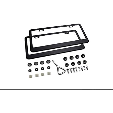 Amazon オートスポーツ2ピースナンバープレートフレーム付きスクリューキャップセットステンレススチールフレーム適用可能日本標準車ナンバープレートフィットカーアクセサリー For No Logo 車 バイク 車 バイク