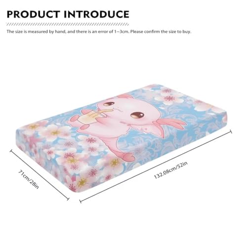 Image of Axolotl Fitted Crib Sheets Cherry Blossoms Baby Sheets for Standard Cribs Pink Removable Mattress Cover Breathable Nursery Bed Sheets Decor for Boys Girls Toddler
