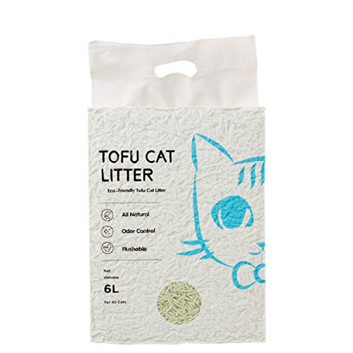 AZpets Tofu Cat Litter 2kg(4.4LB) Natural Flushable Cat Litter Fast-Clumping Cat Litter Unscented Dust Free Cat Litter Clumping Quick Odor Control Absorbs Urine Quickly (Green Tea Favor)