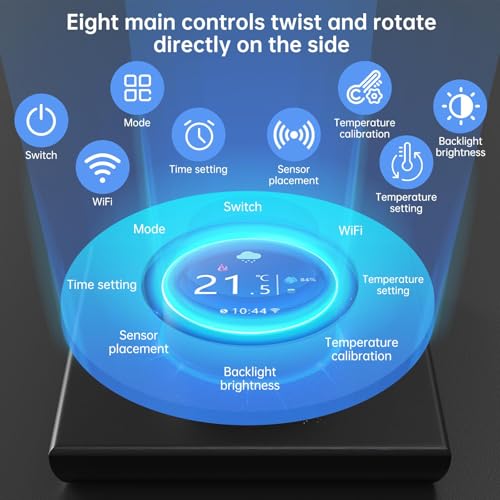 WiFi Thermostat für Heizkessel, 2025 Neueste Thermostat Heizkessel, Chronothermostat WiFi Drehschalter und intelligenter Bildschirm, kompatibel mit Alexa Google Home, Unterstützung Fernbedienung und