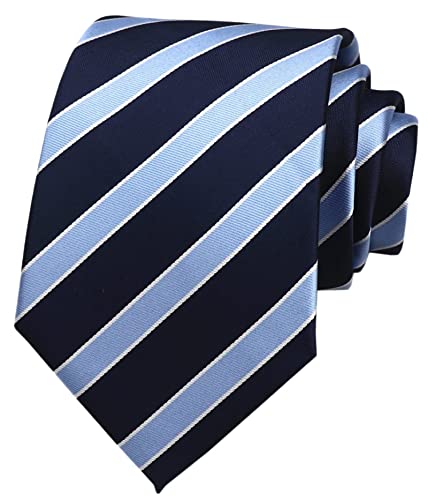 Image of Rosiika Blue Navy Stripe Holiday Necktie Silk Formal Tie Suit Fitness Dating For Men Youth Boy