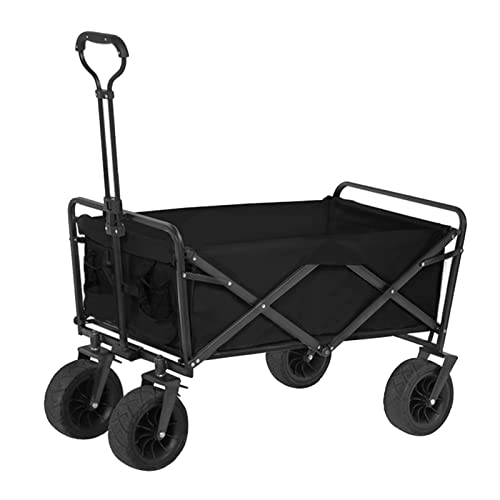 Carrelli di vagoni pieghevoli carrello da 8 pollici con ruote per drogheria da giardinaggio da da spiaggia da campeggio allaperto Nero